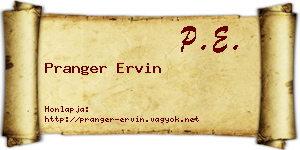 Pranger Ervin névjegykártya